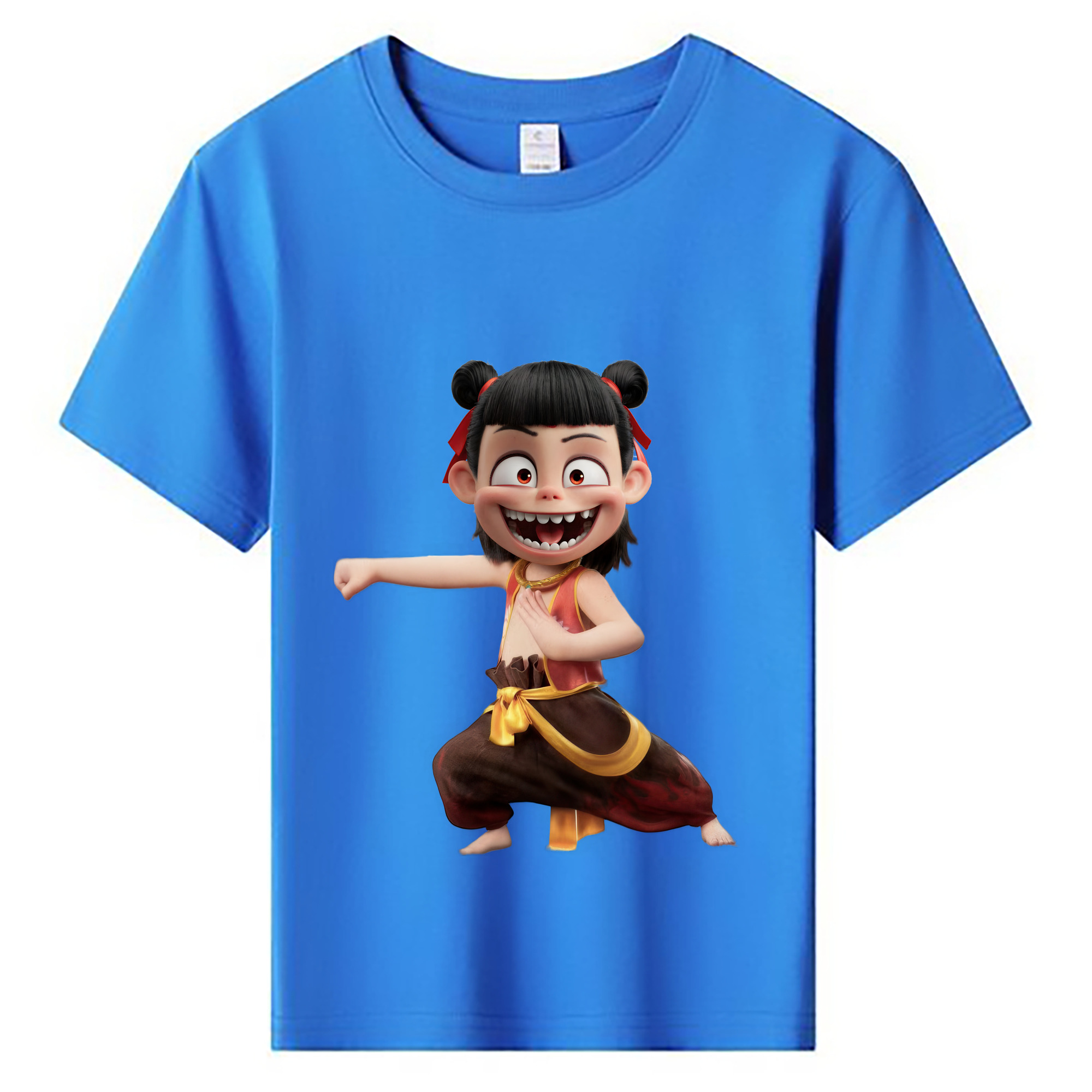 （画像用） Ne Zha 2 ナタ 魔童の大暴れ 綿100％キッズTシャツ（フロントプリント）